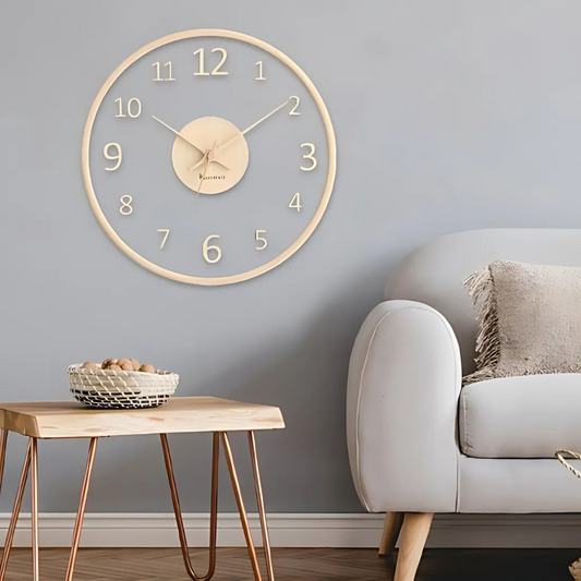 Metron - Elegant träväggklocka med elegant glasfinish