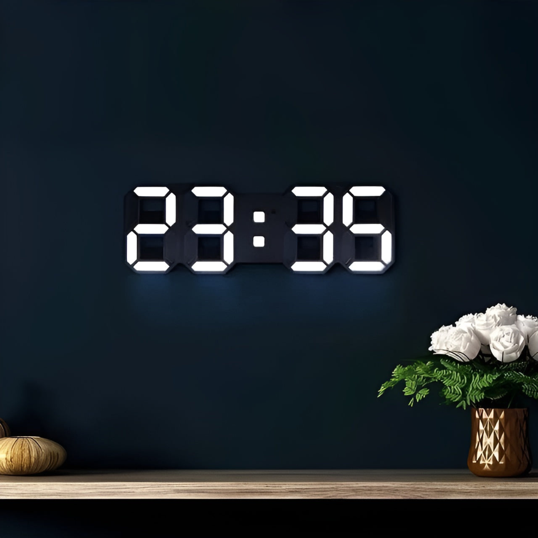 Nyvox - Modern 3D LED Digital Väggklocka med Snygg Design och Ljus Tidsvisning