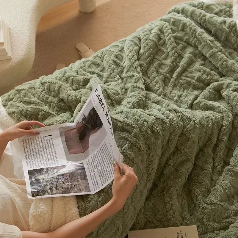 Lyxig dubbel lager ull- och fleece vinterfilt för ultimat komfort och stilfull värme