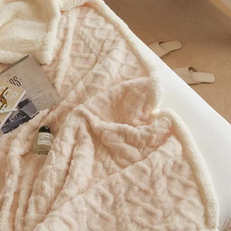 Lyxig dubbel lager ull- och fleece vinterfilt för ultimat komfort och stilfull värme