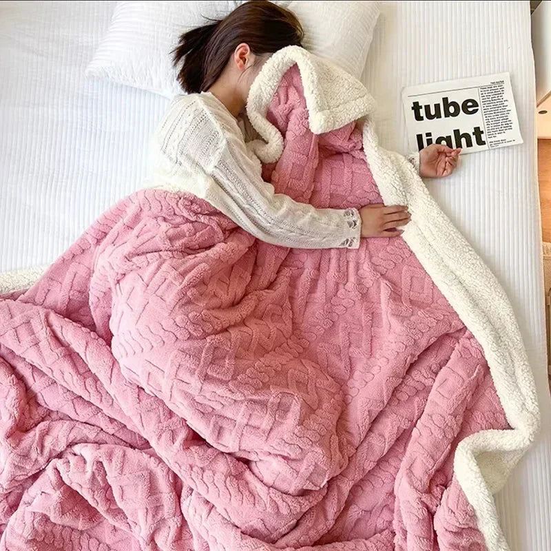 Lyxig dubbel lager ull- och fleece vinterfilt för ultimat komfort och stilfull värme