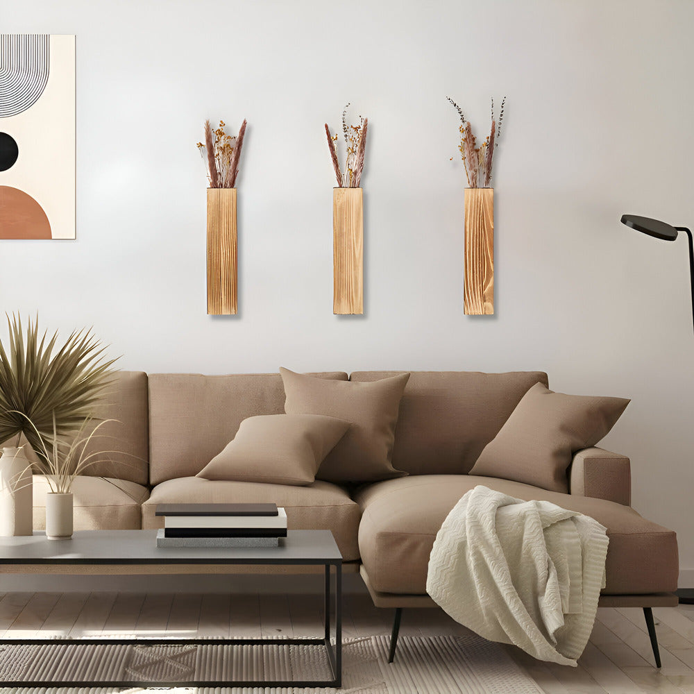 Nysaelle Trävask för vägg - Elegant rektangulär växthylla 30 cm för stilfull trädgård eller inredningsdekoration