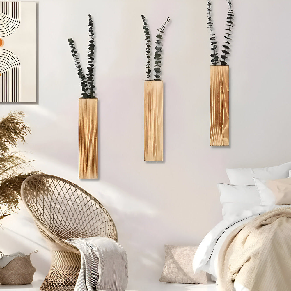 Nysaelle Trävask för vägg - Elegant rektangulär växthylla 30 cm för stilfull trädgård eller inredningsdekoration