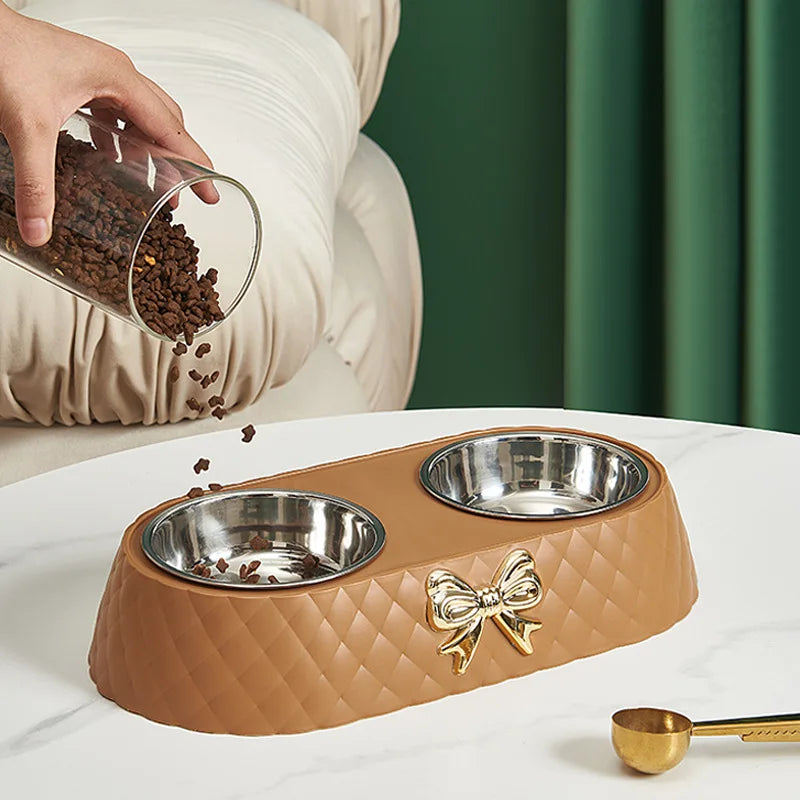 Luxe set med matskål och vattenskål i rostfritt stål för stilfull djurvård