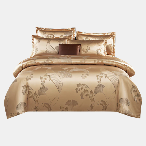 Lyxigt satintäcke set med elegant blommönster för ultimat sovrumskomfort och stil