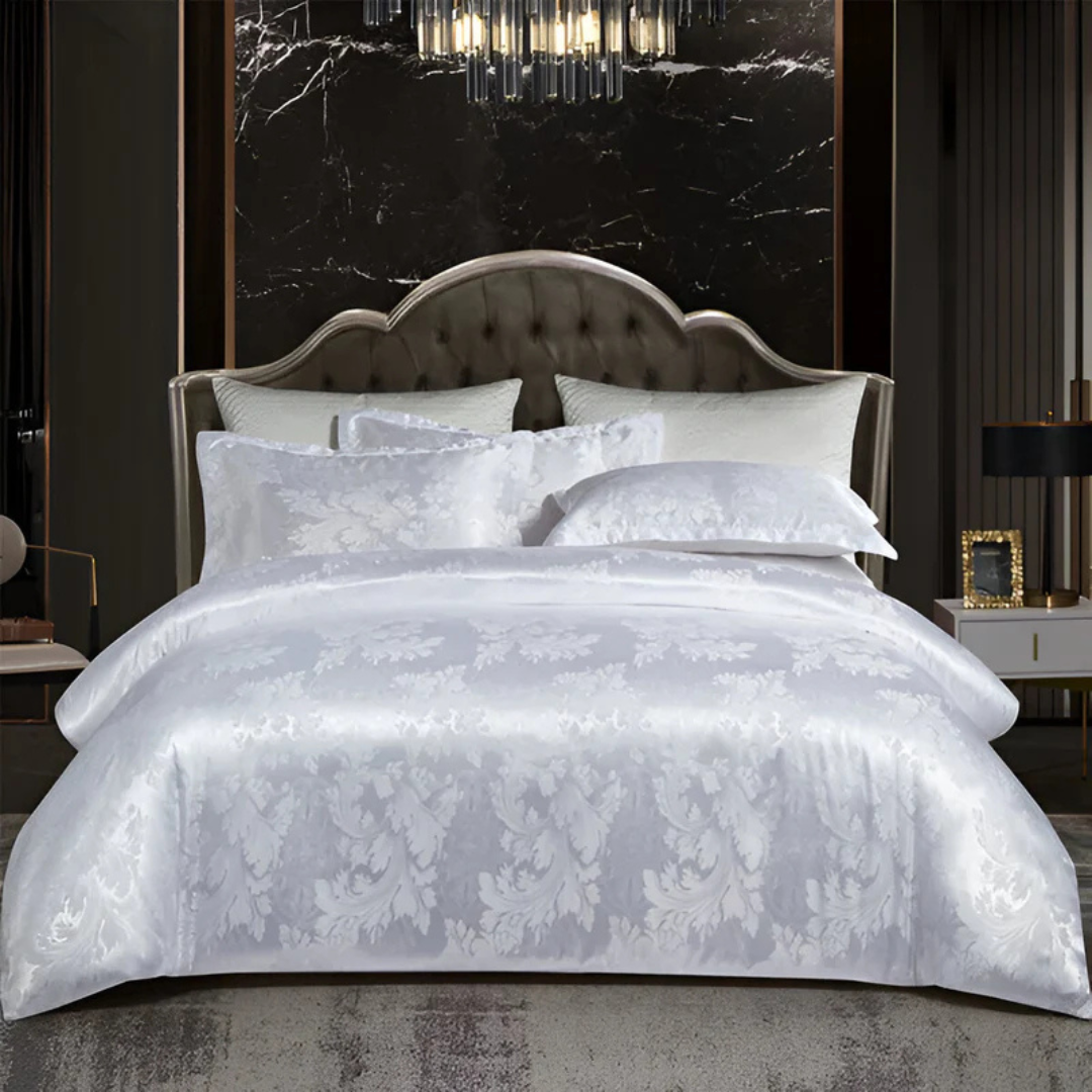 Lyxigt satintäcke set med elegant blommönster för ultimat sovrumskomfort och stil