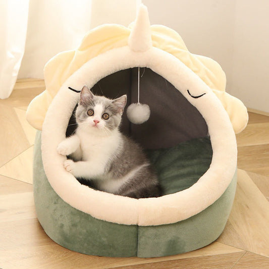 Super Mjuk Grå Plysch Kattbädd