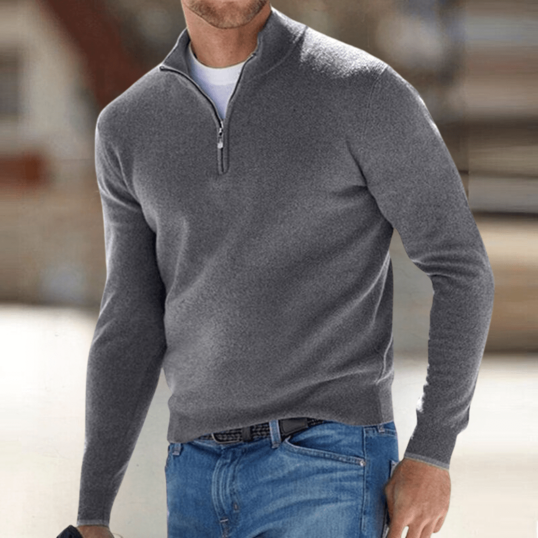 Viktor - Stylish Modern Zip-Up Knit Sweater with Elegant Stand Collar Design