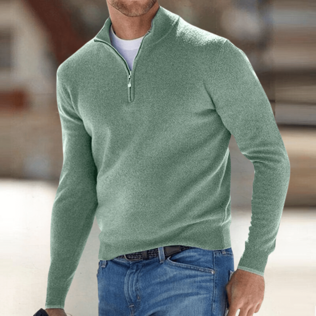 Viktor - Stylish Modern Zip-Up Knit Sweater with Elegant Stand Collar Design