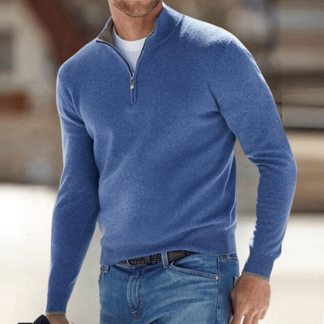 Viktor - Stylish Modern Zip-Up Knit Sweater with Elegant Stand Collar Design