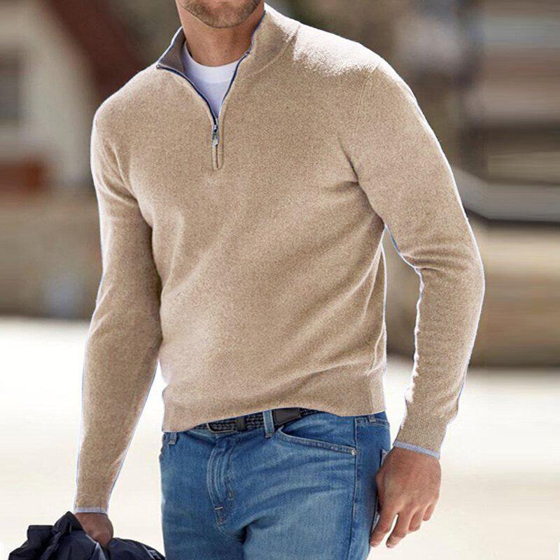 Viktor - Stylish Modern Zip-Up Knit Sweater with Elegant Stand Collar Design