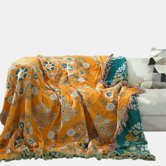Stilfull bohemisk jacquard-rutig gjord av mjuk bomull - perfekt för mysiga atmosfärer