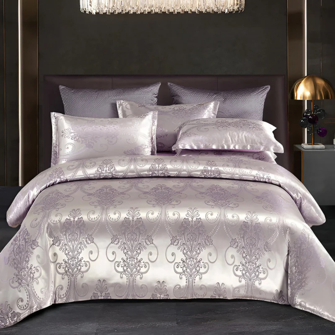 Lyxigt satintäcke set med elegant blommönster för ultimat sovrumskomfort och stil