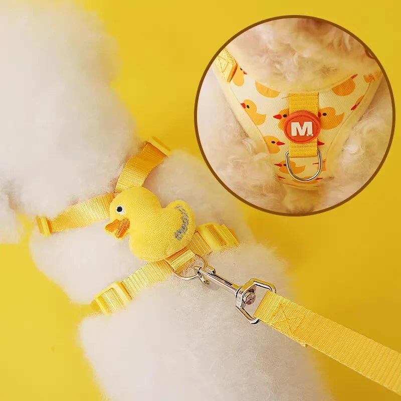 Sött tecknat sele- och koppelset för valpar