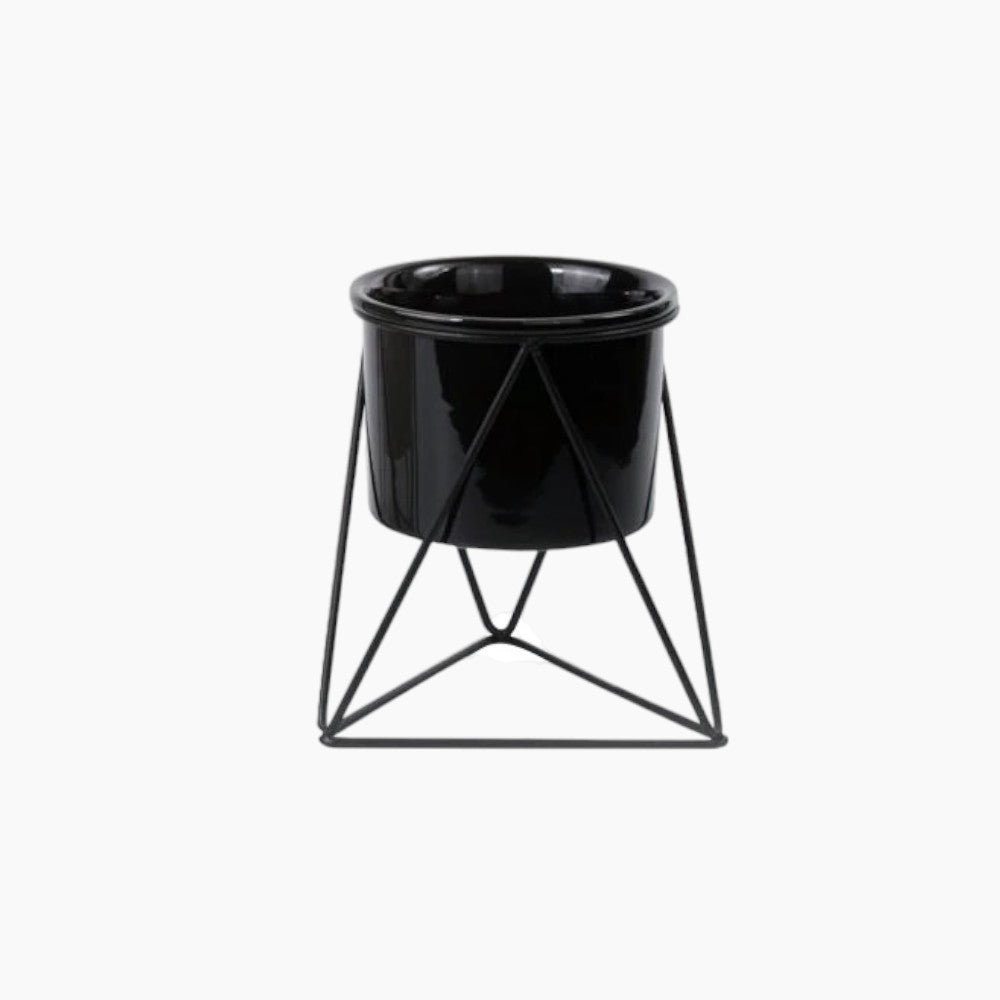Elegant keramikkruka med järnställning - Modern kruka för luftplantor och suckulenter