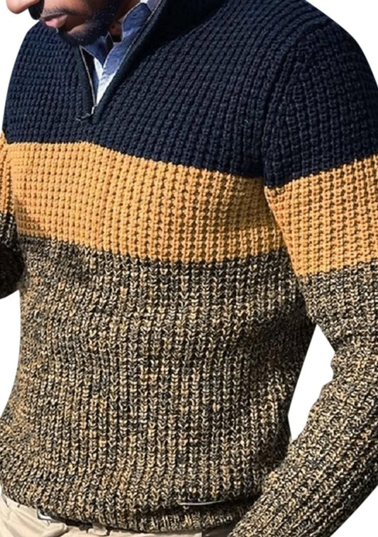 Norbert - Stylish Colorblock Crew Neck Knit Sweater for a Modern Look