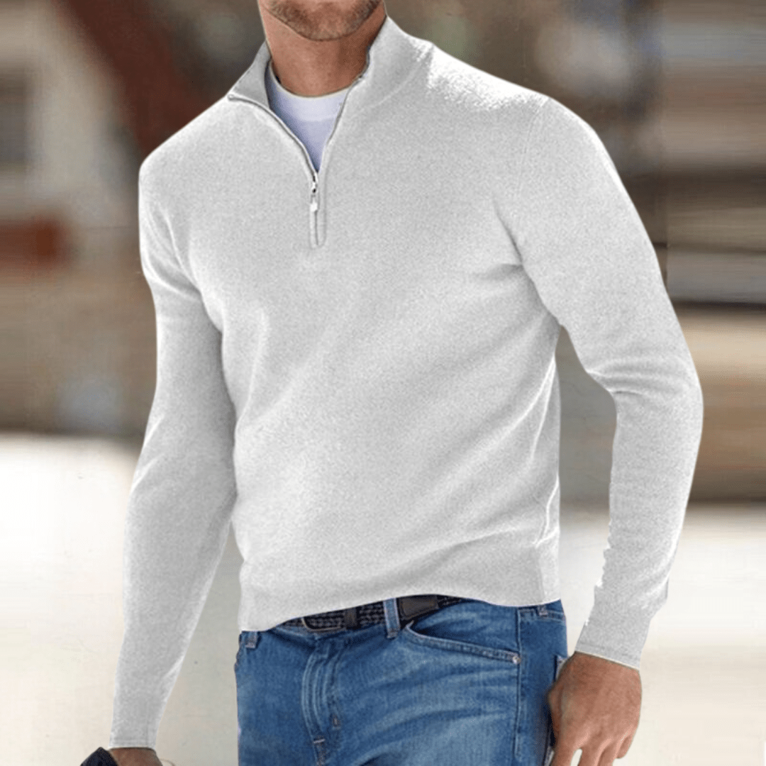 Viktor - Stylish Modern Zip-Up Knit Sweater with Elegant Stand Collar Design